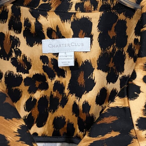 Charter Club leopard Print Button-Up Jacket With 3/4 Sleeves Coastal Grandma - Picture 4 of 7